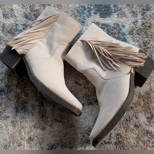 SO Kohl’s Women's Old Fashion Square Toe Fringe Western Ankle Boots Shoes